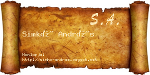 Simkó András névjegykártya